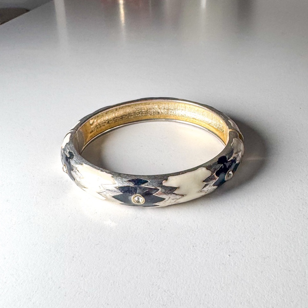 enamel bangle bracelet, white/black/gold